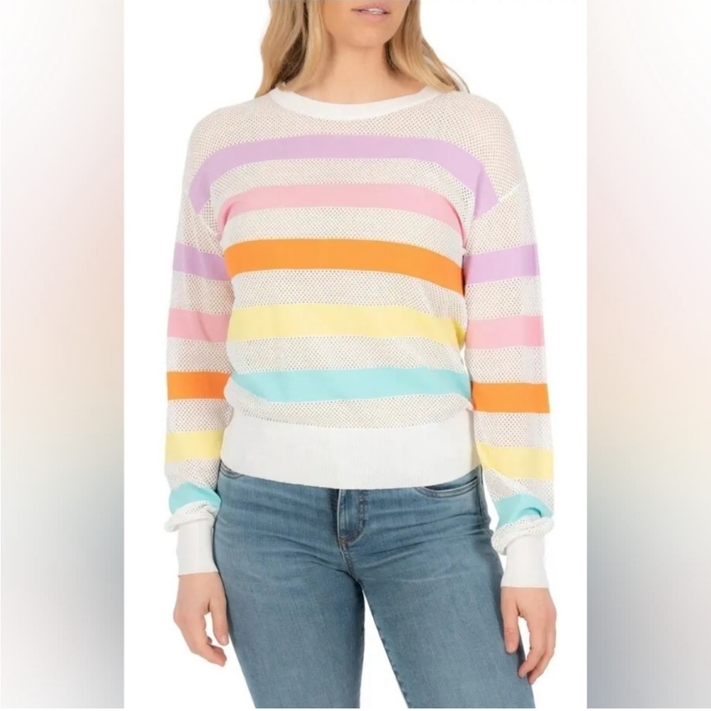 KUT from the Kloth | Striped Rainbow Mesh Top